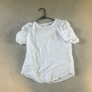 LOFT White Ruffle Sleeve Shirt, Size Small